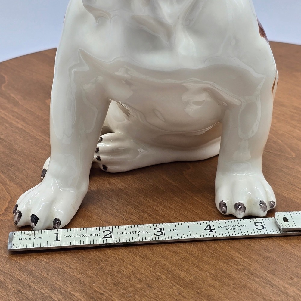Antique Shafford Bulldog Brown White‎ Ceramic Sitting Dog Japan Collectible - Picture 10 of 11
